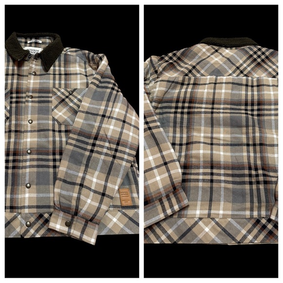 NWT Scotch & Soda Amsterdam 
SHERPA LINED PLAID FLANNEL EISENHOWER JACKET
MOCHA - Picture 1 of 7